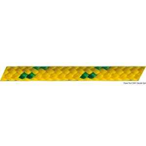 Cordage Osculati double tressage 8mm jaune et traceur vert