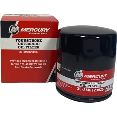 Filtre à huile OEM Mercury Marine / Mercruise pour moteurs hors-bord V6 et V8 de 175 à 300 CV, 35-8M0123025 Filtre à huile OEM Mercury Marine / Mercruise pour moteurs hors-bord V6 et V8 de 175 à 300 CV, 35-8M0123025