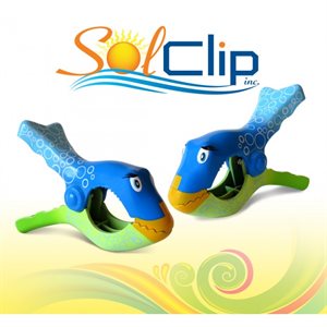 Solclip - Beach Towel Clips (2) - Bubble Blue & Green Fish